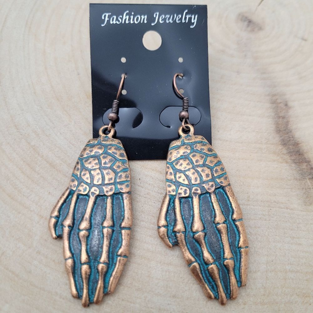 2/$20 Brand New Bohemian Turquoise Blue Palm Hands Earrings